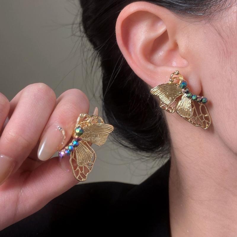 Women Formal Wear Options - Alloy Butterfly Earrings Adornment with Front