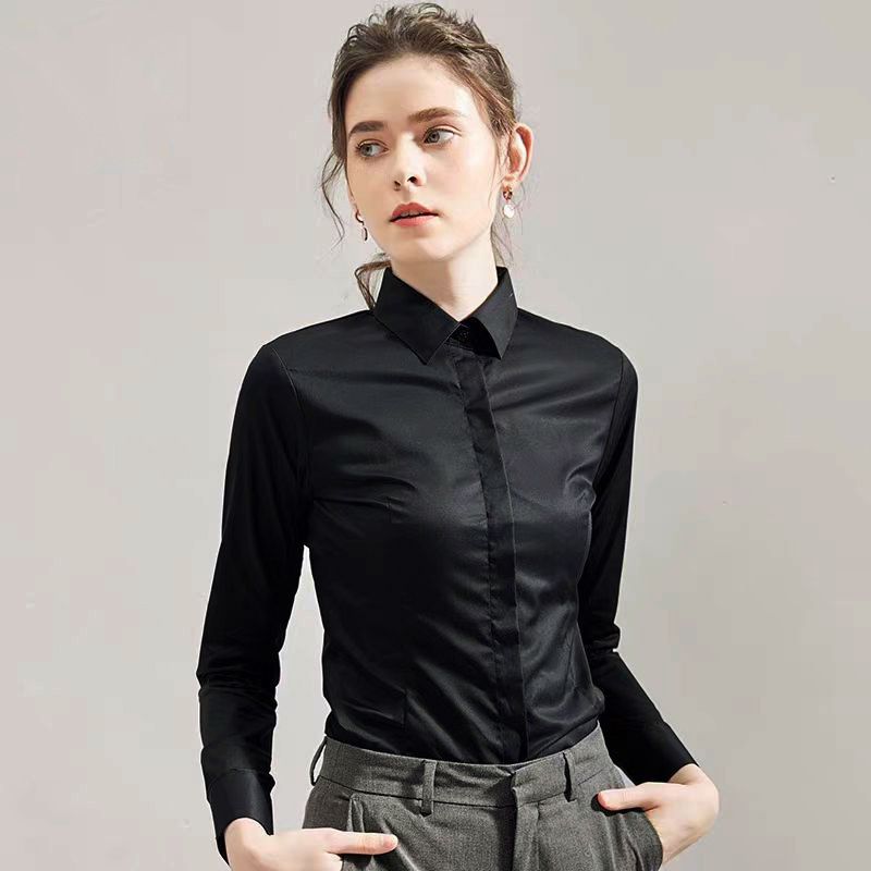 Women Formal Wear White Shirt - Summer Black Shirt Short-sleeved Top Square