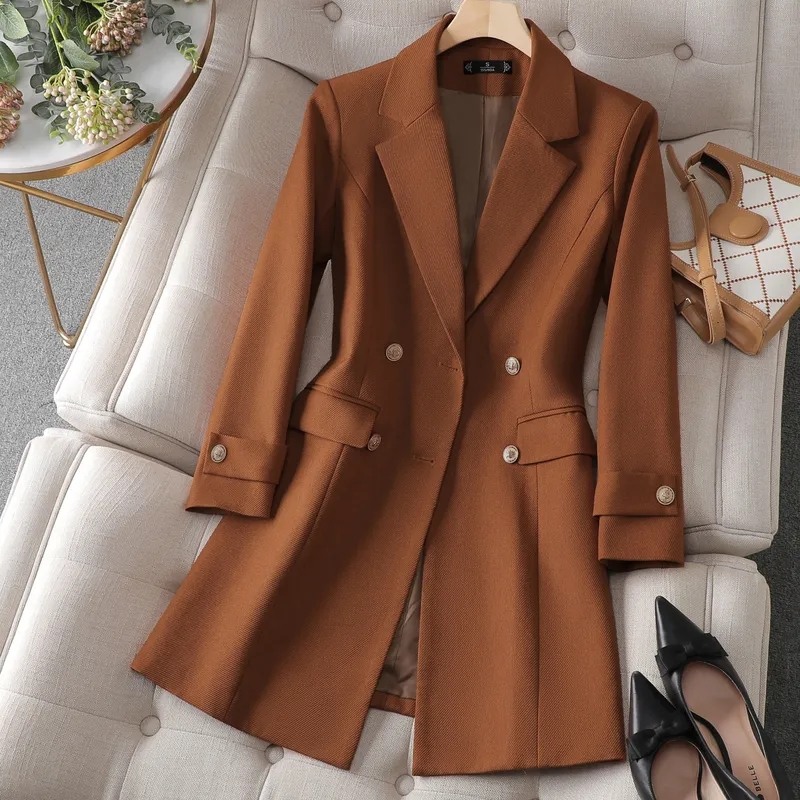 Women Formal Wear With Black Blazer - Autumn Winter Jacket Women Long Blazer