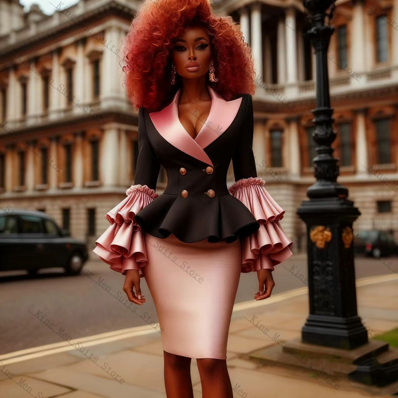 Black Pink Women Suit Set 2 Pc - Women Formal Wear With Black Blazer ulasan dan harga