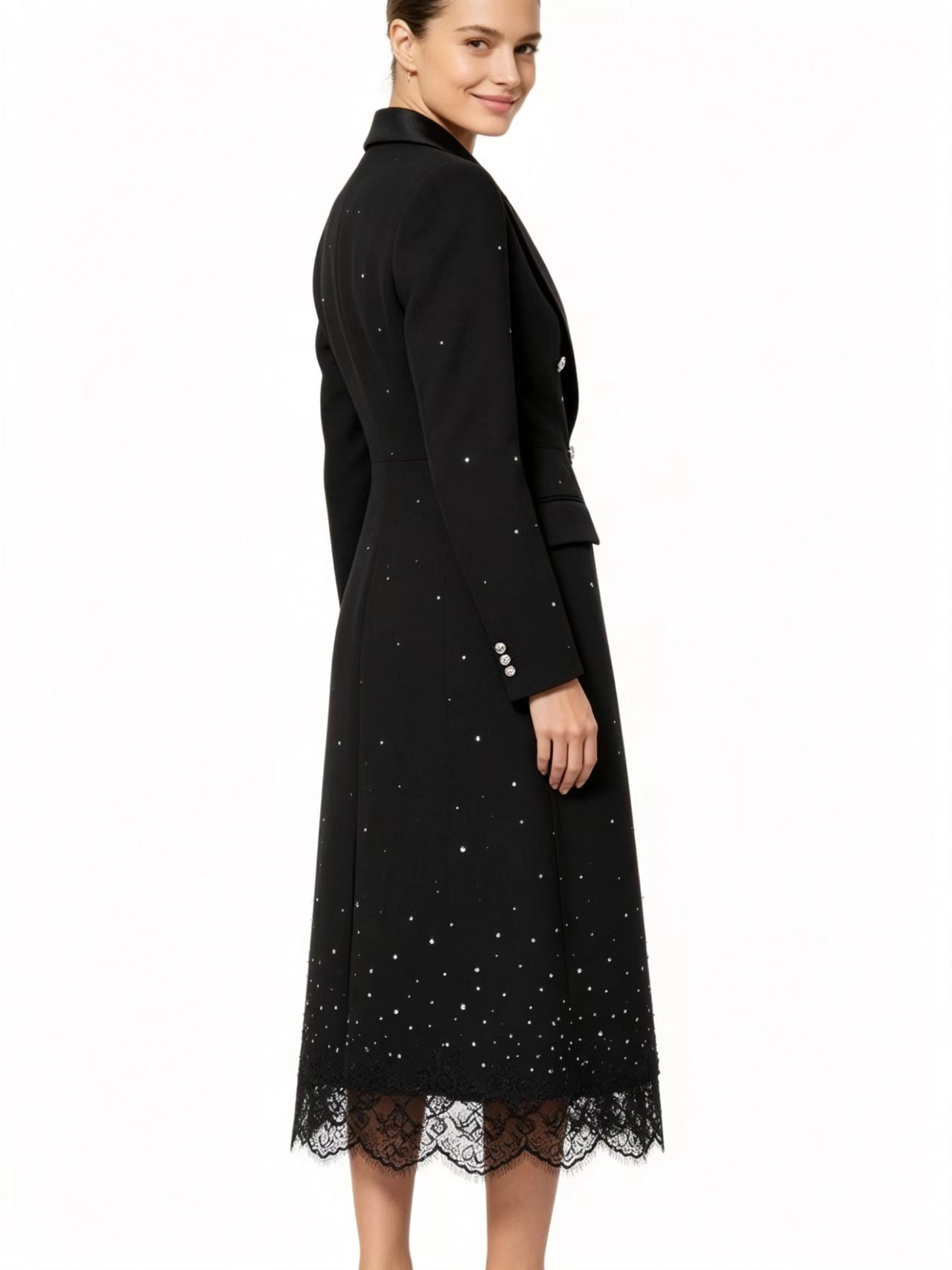 Crystals Black Elegant Long Wo - Women Formal Wear With Black Blazer ulasan dan harga