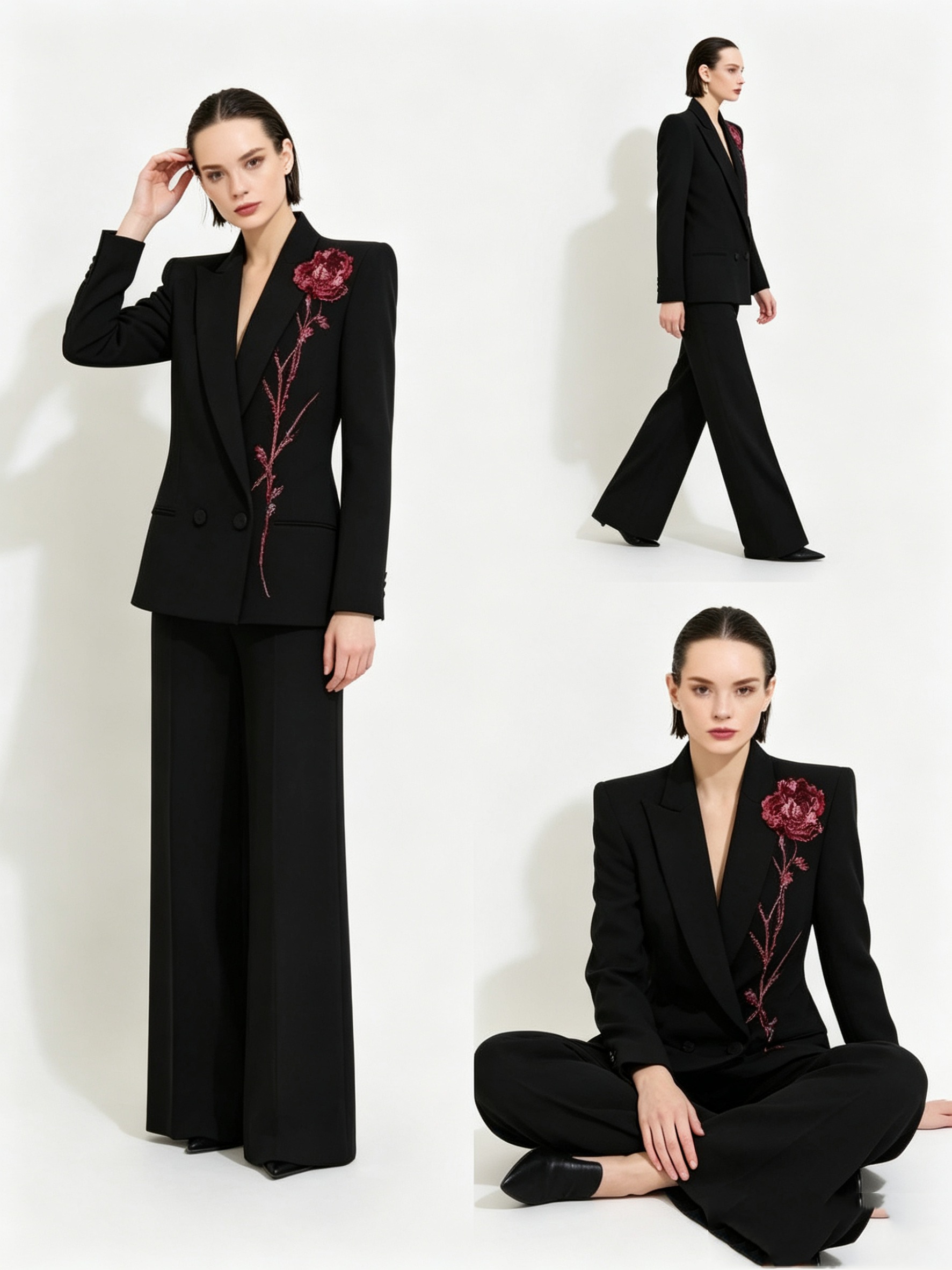 Black Women Suits Set 2 Piece  - Women Formal Wear With Black Blazer ulasan dan harga