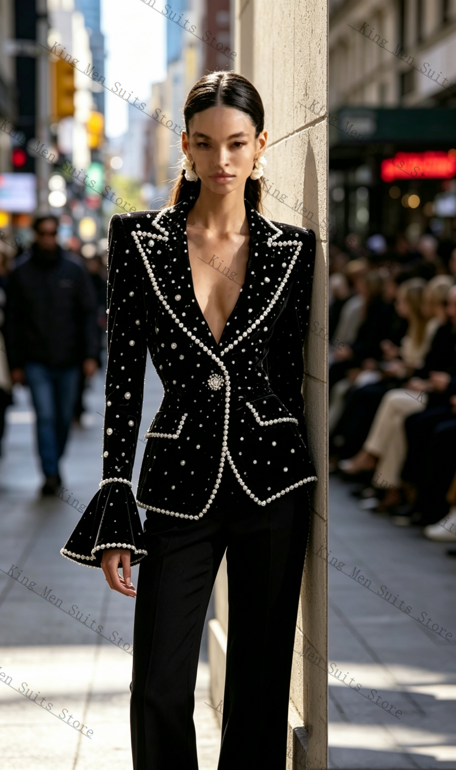Pearls Black Formal Women Suit - Women Formal Wear With Black Blazer ulasan dan harga
