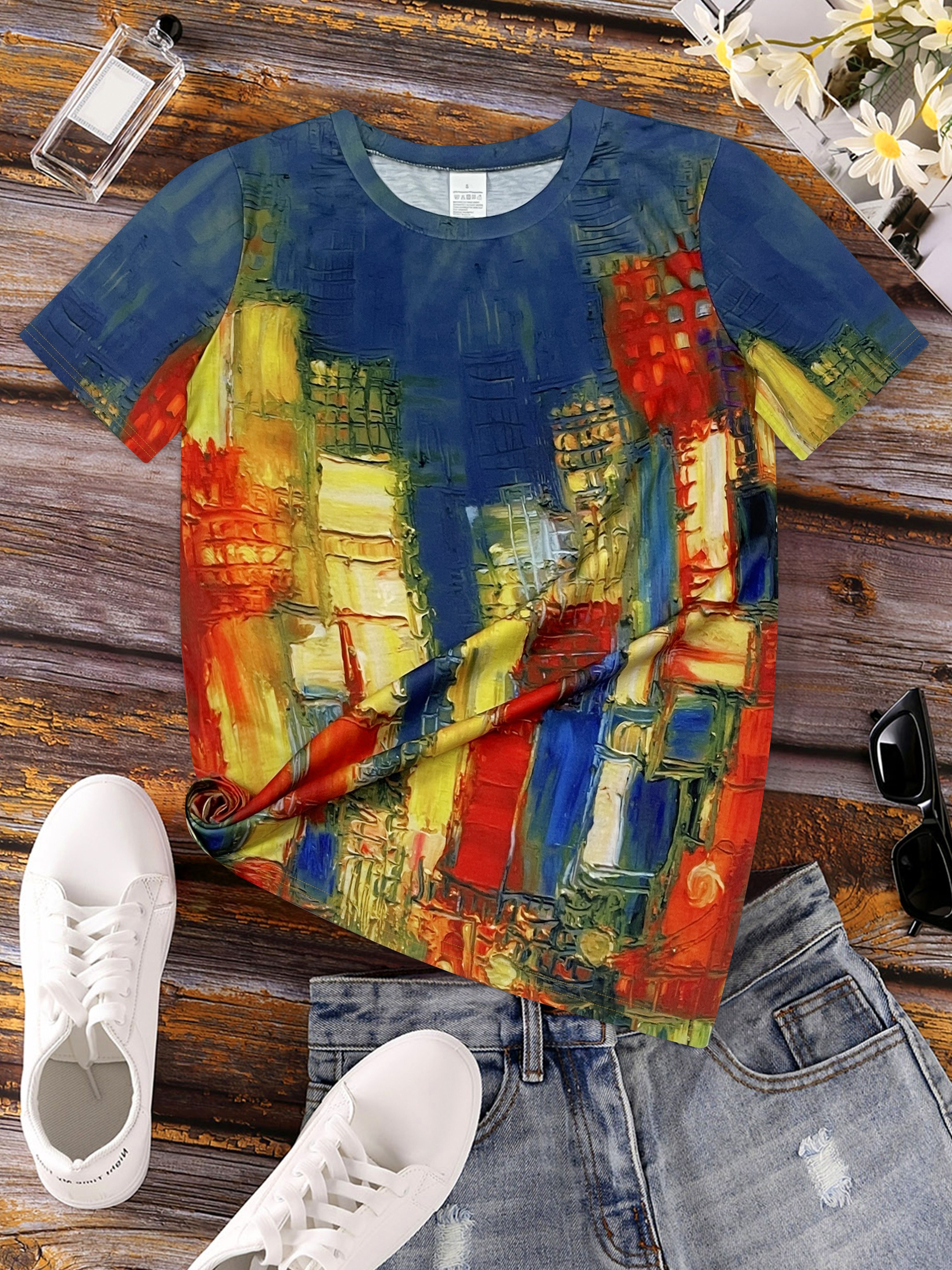 Vibrant Cityscape Women's Tee  - Women'S Formal Evening Wear Tops ulasan dan harga