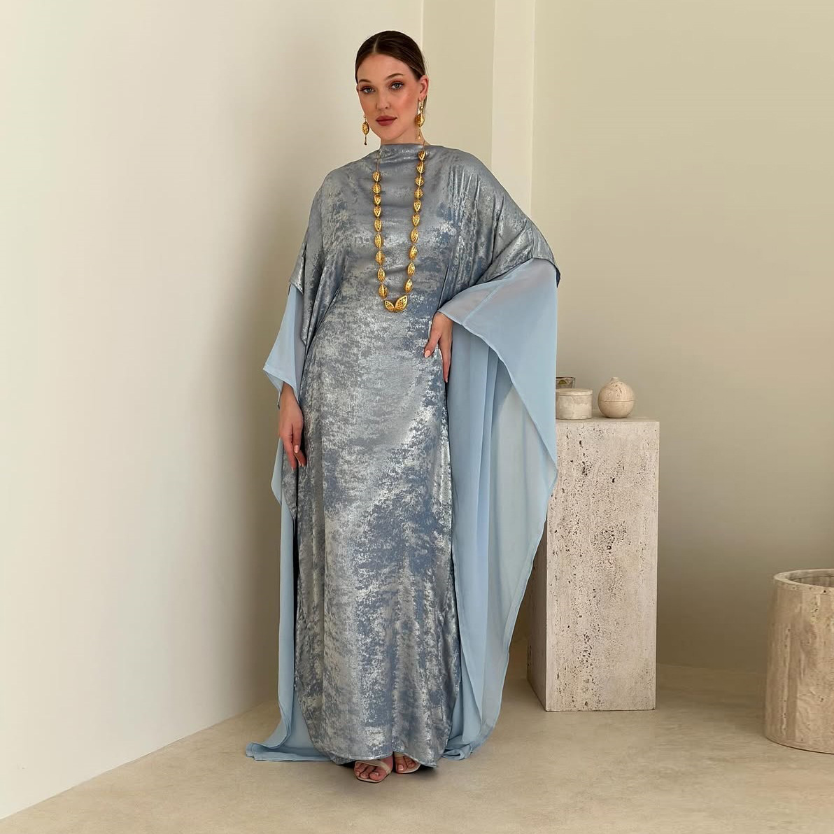 Modest Metallic Abaya Evening  - Women Formal Wear Dubai ulasan dan harga