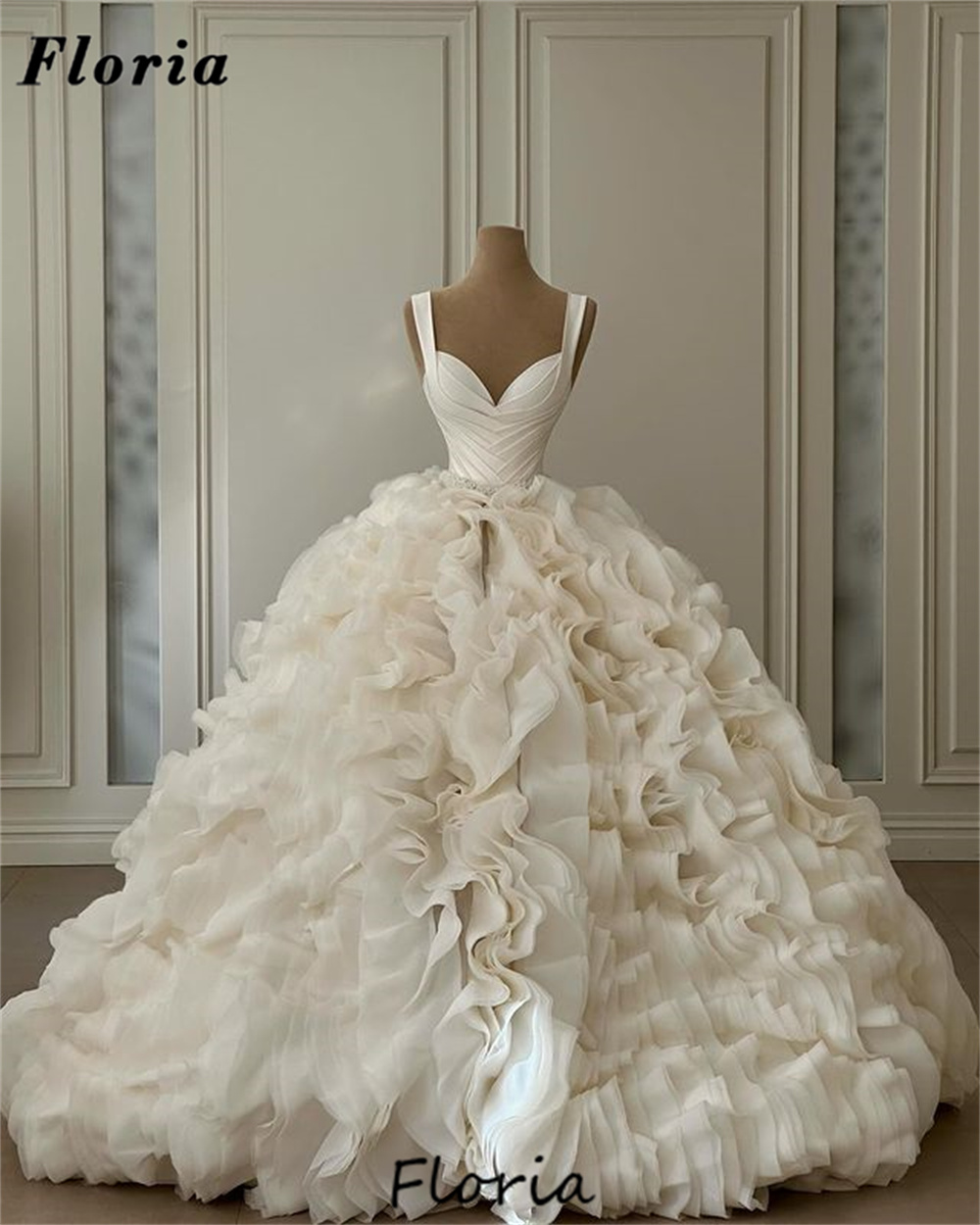Ruffles Ball Gown Wedding Dres - Women Formal Wear Dubai ulasan dan harga