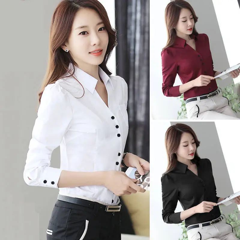Women Blouse White Shirt Women - Women Formal Wear White Shirt ulasan dan harga